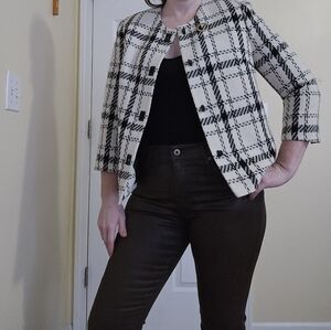 Kasper Vintage Black White Women's Blazer Jacket